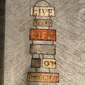 XL Metal Sign Wall Decor LIVE LIFE Anthropologie Crate & Barrel Pottery Barn 42”